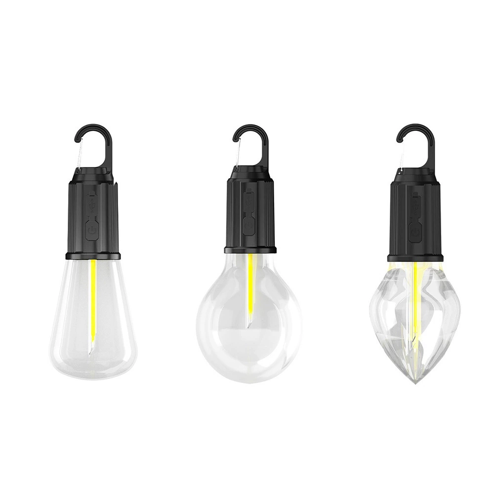 Новая двойная вольфрамовая проволочная кемпинговая лампа с Type-C зарядкой, ремешком-крючком для наружного кемпинга, тёплый ретро-освещённый фонарь для палатки