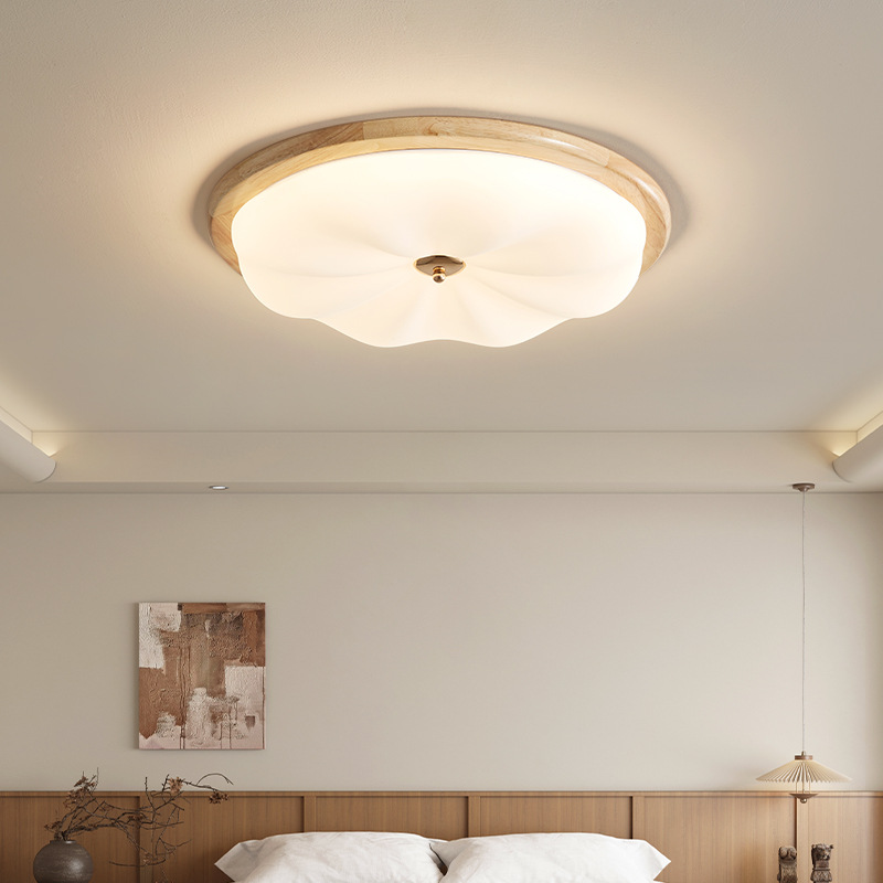 Lámpara de dormitorio, lámpara de techo, crema, estilo antiguo, color de nogal, simple, retro, madera maciza, protección ocular, dormitorio principal, lámpara de habitación de libro