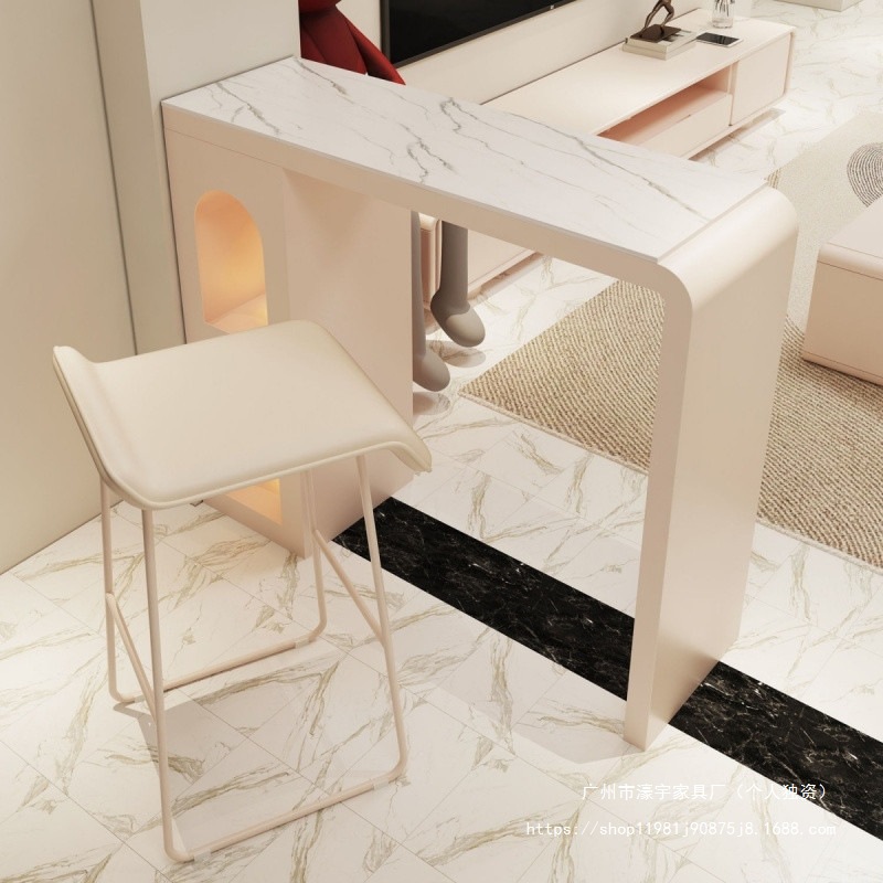 Dpp Bar Table Household Cream Style Rock Board Long Table Living Room Sofa Partition Bar Casual Integrated Balcony High