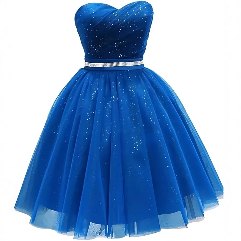 European and American Amazon Women's Short Sweetheart Tulle Homecoming Dress, Shiny Off-Shoulder Prom Cocktail Party Dress