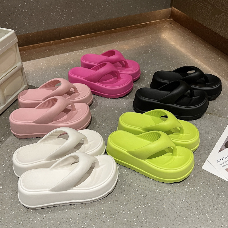 New EVA Flip-Flops For Women, Thick Sole, Toe-Post Sandals, Summer Outdoor Wear, Height-Increasing Soft Sole Beach_vogvips.com