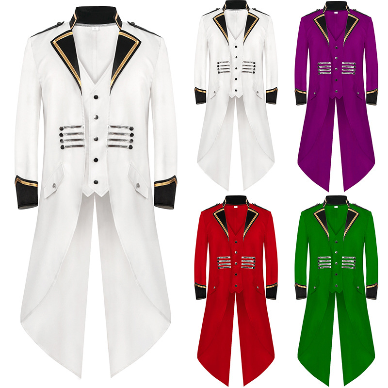 Original Design by Manyi Shang, New Arrival Western Men's Dress, Medieval Retro Punk Versatile Tailcoat