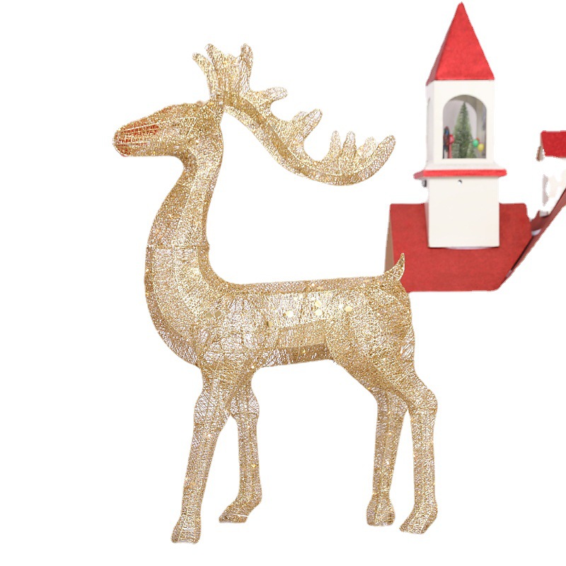 Navidad hierro ciervos decoraciones centro comercial escena diseño suministros modelado Navidad ciervos adornos alces luminosos