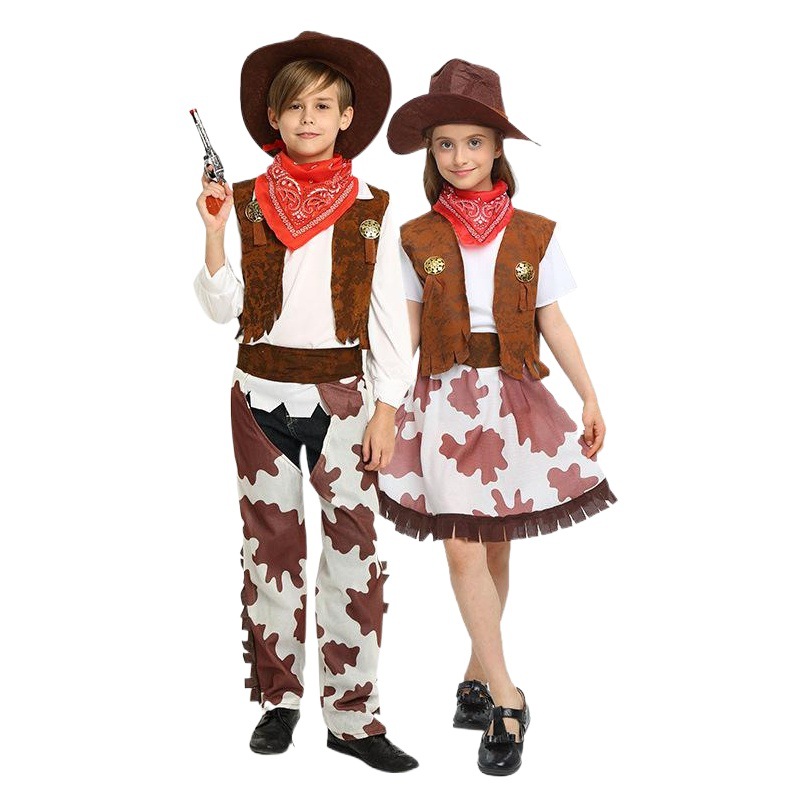 De Halloween cos disfraces traje de los niños Denim tema vestir Western jeans Denim chaleco traje