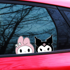 Cute Cartoon Kuromi Melody Personalized Car Window Glass Body Sticker Laptop Air Conditioner Decorative Sticker