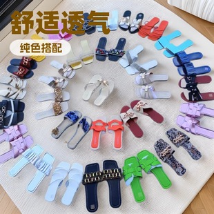 Foreign Trade Flats Fashion Sandals Miscellaneous Summer Beach Shoes One-Line Sandals Women's Outer Slippers Shoes Non-Slip Shoes