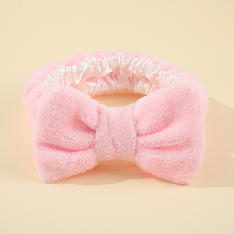 Temu transfronterizo color sólido gran arco correa de cabello máscara de lavado de la mujer correa de cabello rosa lindos joyas para el cabello