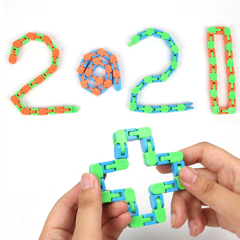 Pulsera de fluido mágico transfronterizo cambiable cadena de bicicleta de descompresión plegable de 24 secciones pista de cadena de juguete al por mayor