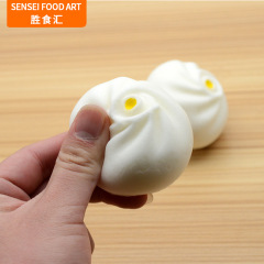 工場直販スローバック大6cm擬似肉まん柔軟つまみ可能pu擬似食品マントー玩具ストラップ