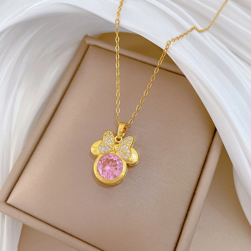 Edle Strass-halskette Für Damen Aus Titanstahl_voghion.com