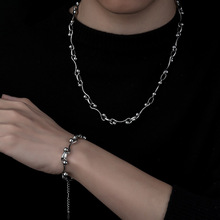 环环相扣项链男钛钢不掉色双珠链手工链时尚手链女高级百搭饰品潮