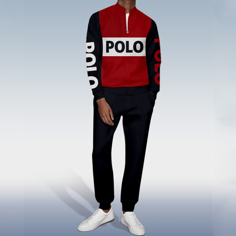 2023 Otoño e Invierno transfronterizo nuevo traje de chaqueta con cremallera para hombre Amazon pantalones de manga larga collar de dos piezas conjunto