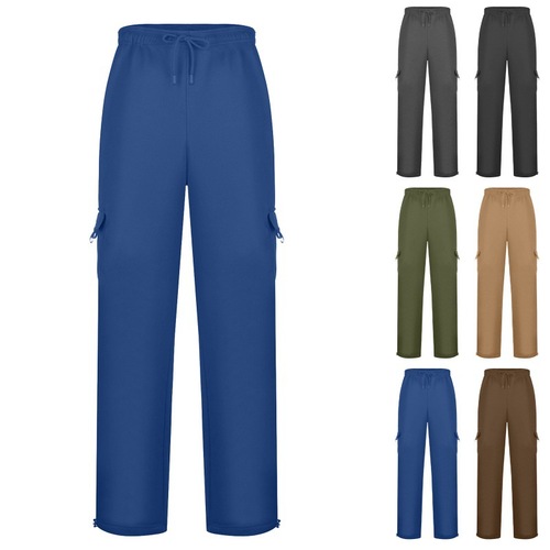 Custom Designed Loose Men's Work Pants with Pockets, Drawstring, and Ankle Ties for Sporty and Casual Wear