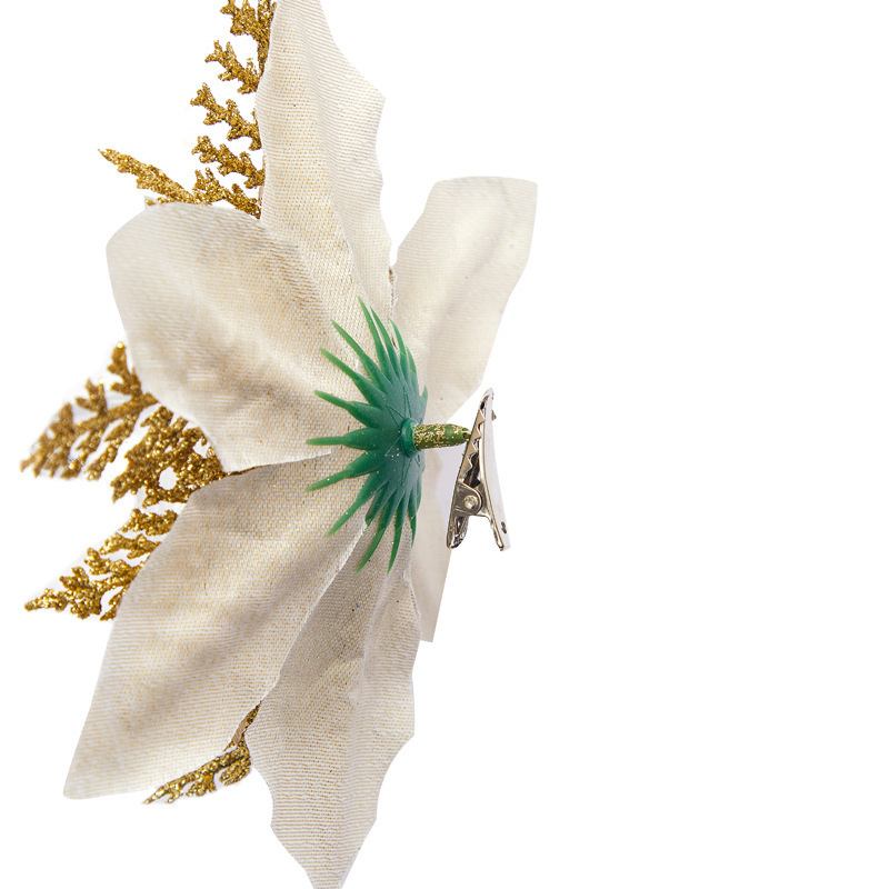 2024 nueva flor de navidad de plástico simulación flor de navidad decoración de árbol de navidad colgante accesorios de guirlanda atmósfera navideña