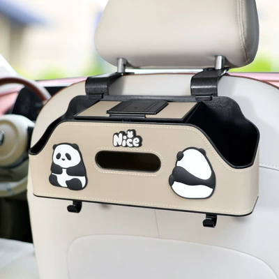 Car cup holder/beverage holder – Tissue Storage Box - fat-panda-beige-chair-back-multifunctional-storage-box-upgraded-integrated-mobile-phone-holder