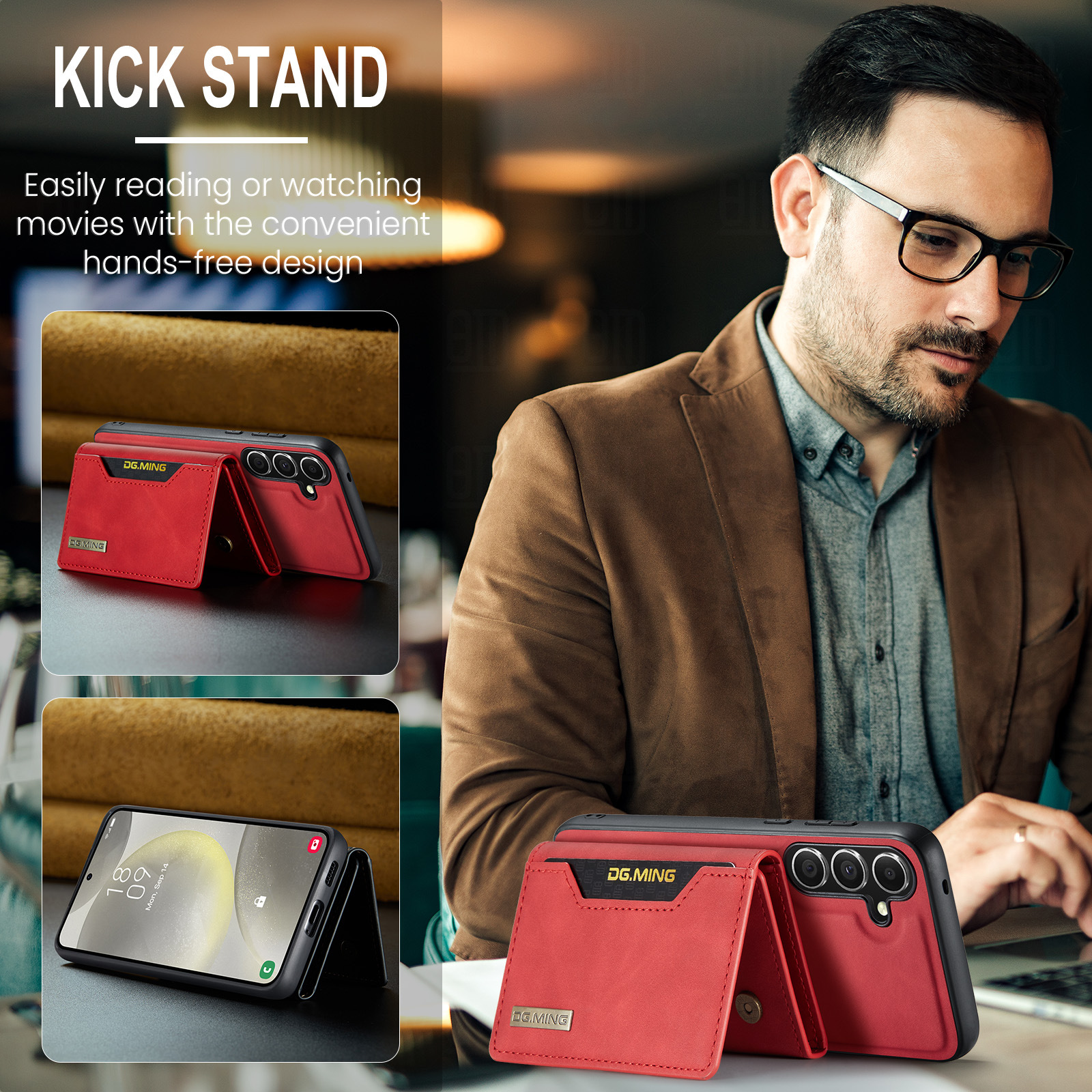 M2 per Samsung S24 custodia protettiva magnetica a tre ante S24 Plus custodia per telefono portafoglio diviso due in uno_voghion.com