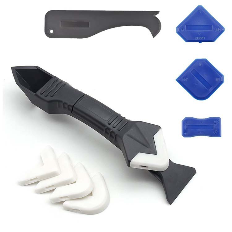 Multi-función pegamento pala 3-en-1 silicona pegamento raspador ángulo belleza costura pala cuchillo eliminación de pegamento cuchillo interior esquina pegamento raspador de goma