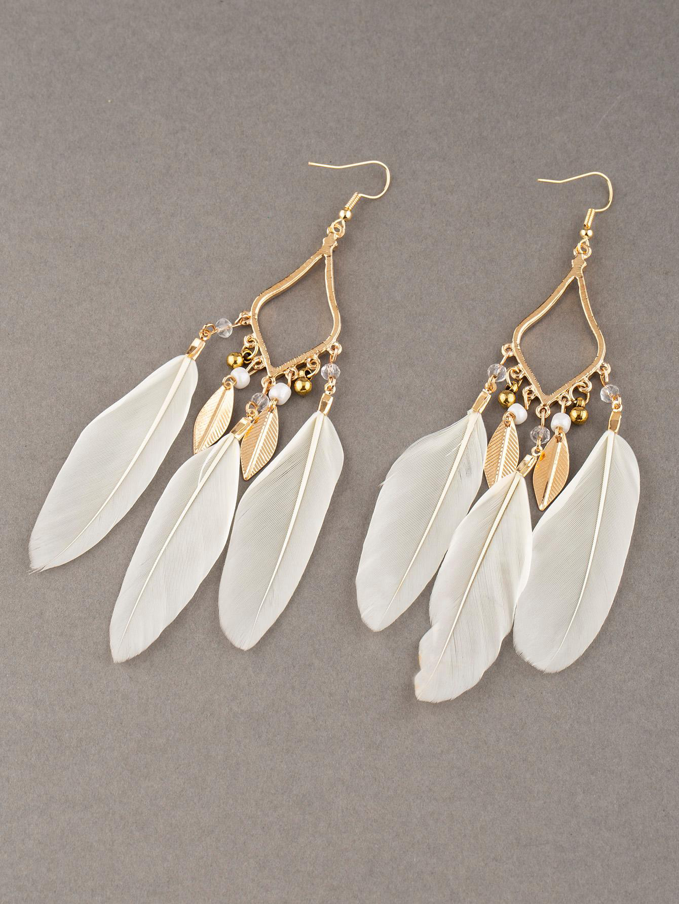 1 Pair Vintage Style Bohemian Geometric Color Block Plating Alloy Feather Ear Hook display picture 9