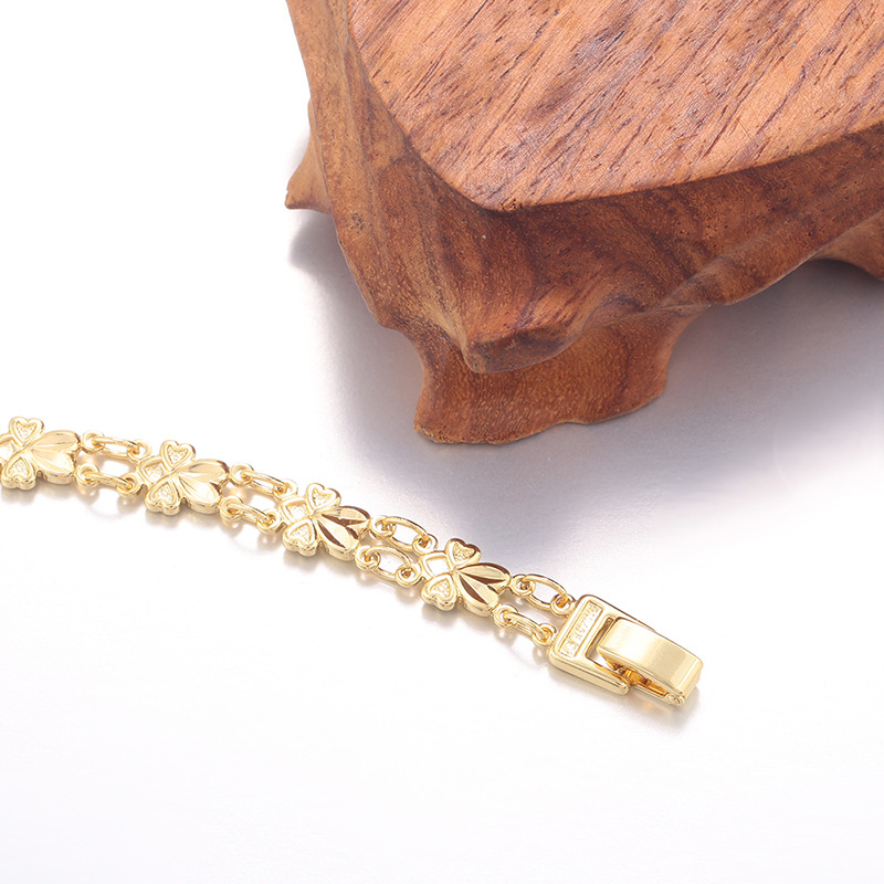 Pulsera de Flor y Corazón de Aleación de Cobre, Galvanizada, Hueca, para Regalo image 4