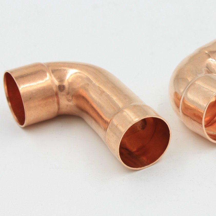 Cobre rojo doble acampanado socket codo de 90 grados de energía solar reducción de la longitud de la tubería de plomería materiales de construcción anillo de soldadura