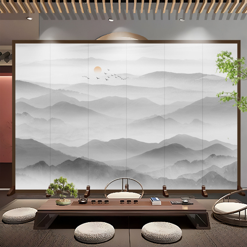 Pantalla de estilo chino sala de estar puerta de entrada cubierta oficina hotel paisaje pintura plegable pantalla plegable móvil clásica
