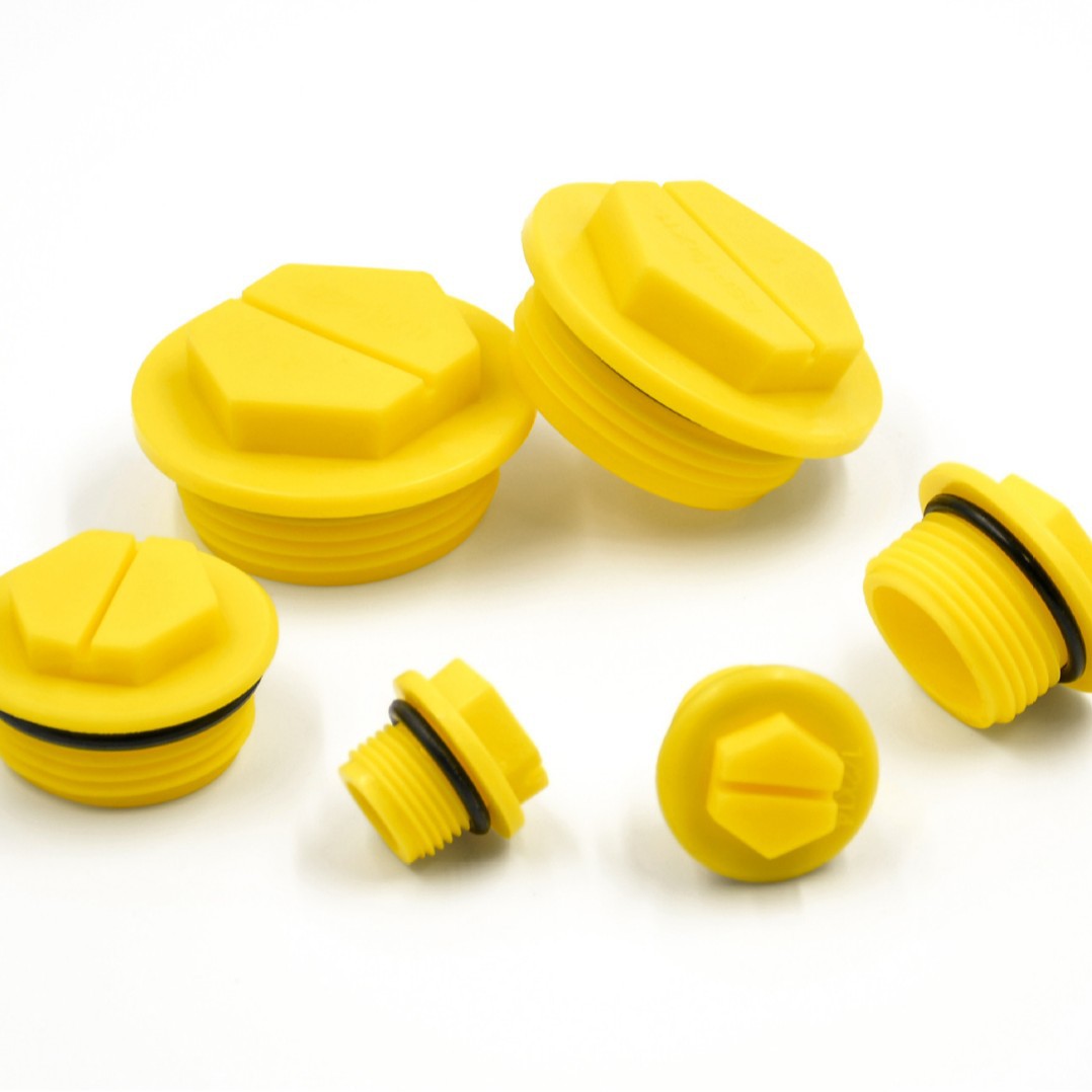 十字螺纹塞黄色带圈塑料液压泵阀油口密封塞防水堵头防水防尘密封