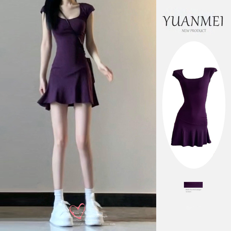 This year's popular bag hip short skirt summer new women's waist slim cool feeling age-reducing T-shirt dress This year's popular bag hip short skirt summer new women's waist slim cool feeling age-reducing T-shirt dress