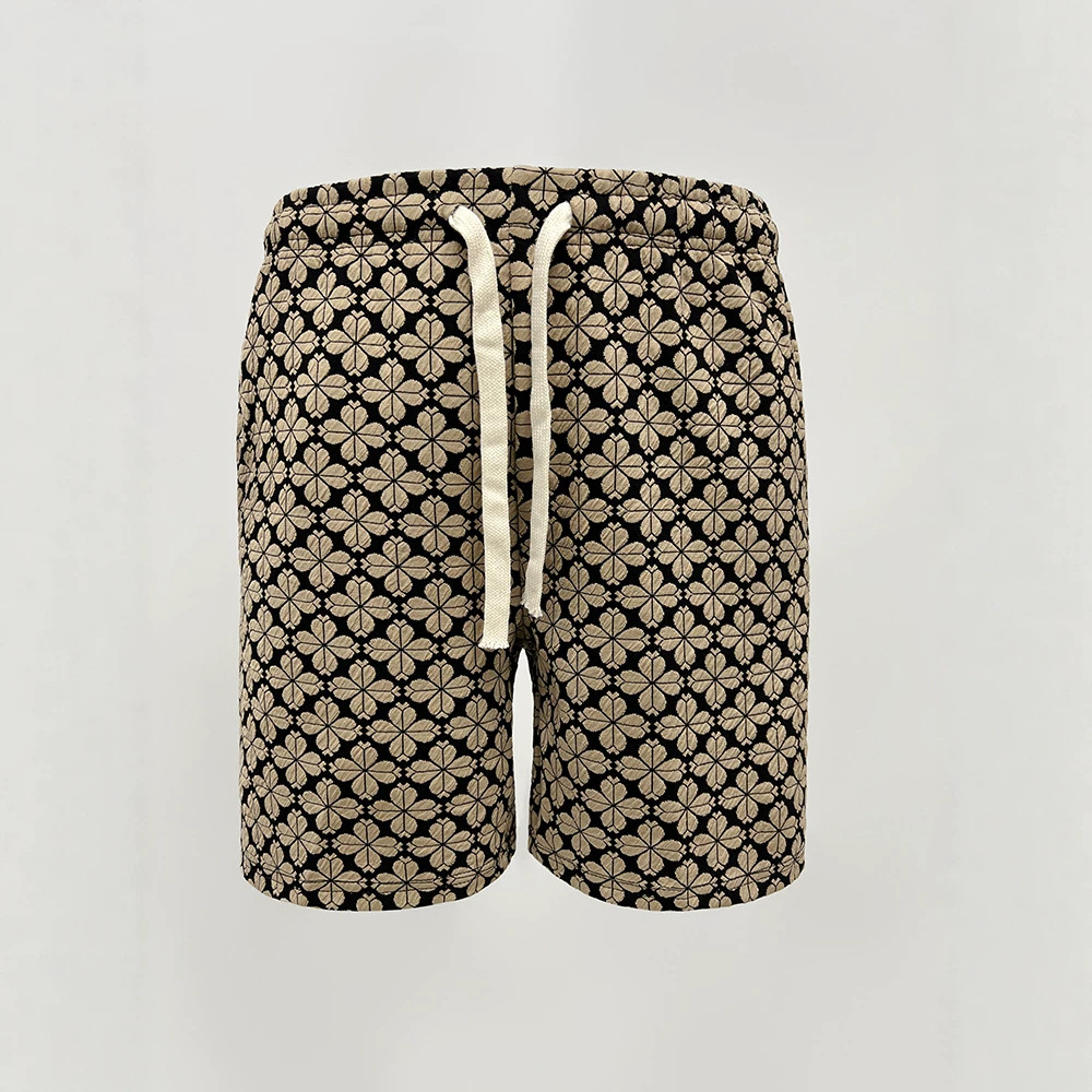 Men's Women's Trendy Houndstooth Casual Straight Leg Loose Fit Summer Shorts All Over Floral Print Beach Clothing_viptrois.com