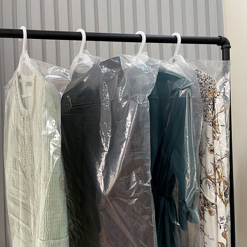 Clothes dust cover transparent disposable hanging clothes bag dry cleaning shop suit coat dust cover clothing plastic dust bag