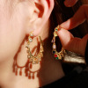 Fashionable copper zirconium, earrings, European style, wholesale