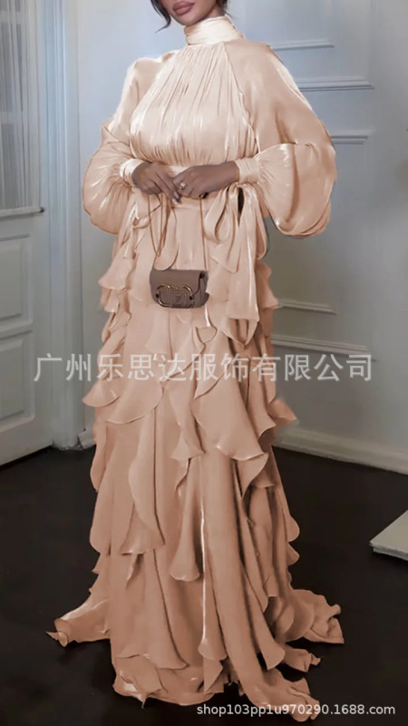25夏対外貿易アマゾン独立系婦人服フレンチエレガント社交家スタイルランタンスリーブウエストフェアリードレス|undefined