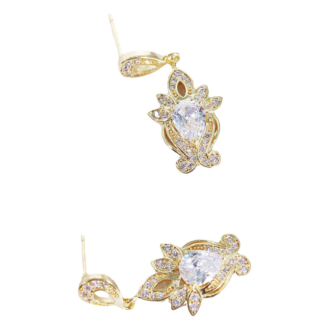 Wenjian diseño original nicho precioso pétalo pendientes hembra Luz de lujo del temperamento de la joyería del oído pendientes de alto grado de Oro