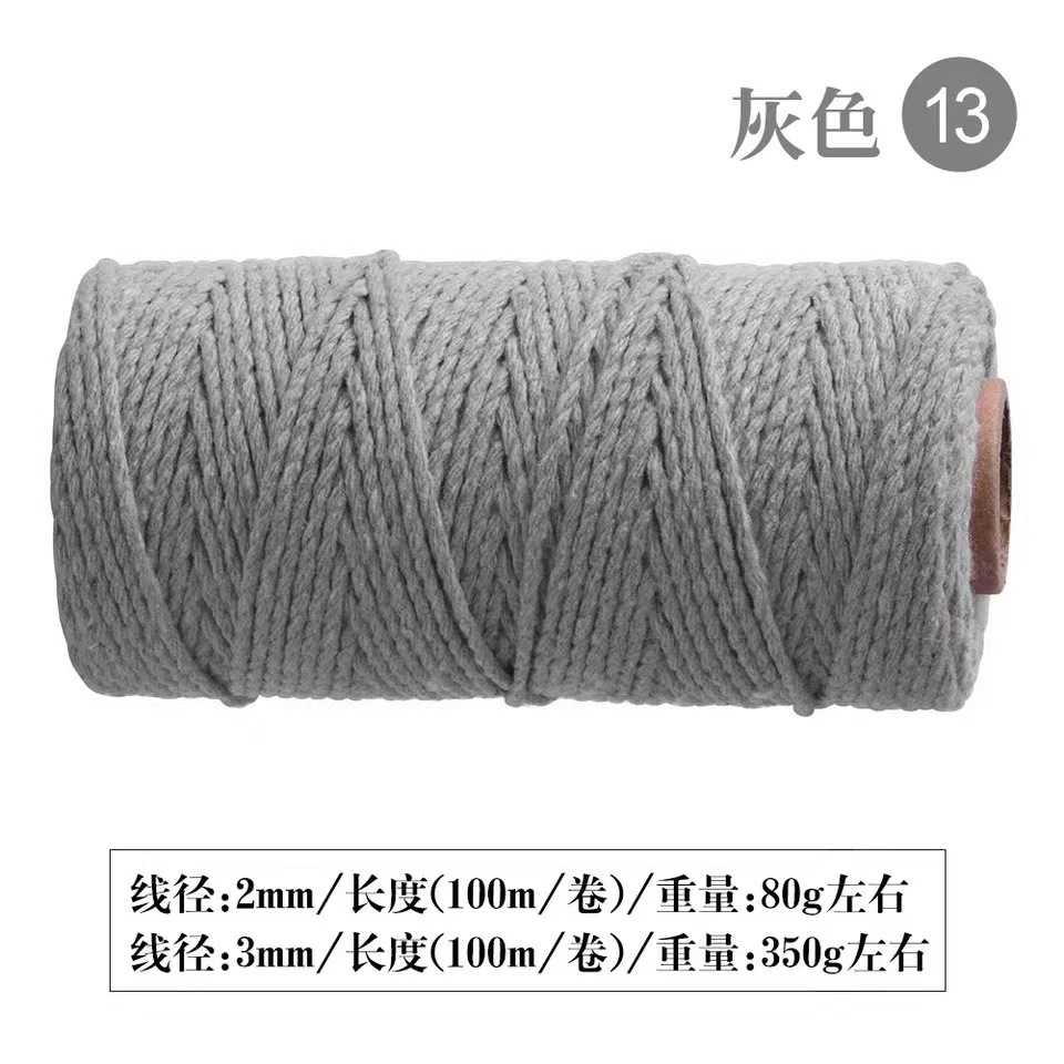 Fábrica al por mayor de 2mm color gancho bolsa tejida a mano DIY etiqueta de color hilo de algodón cuerda de encuadernación