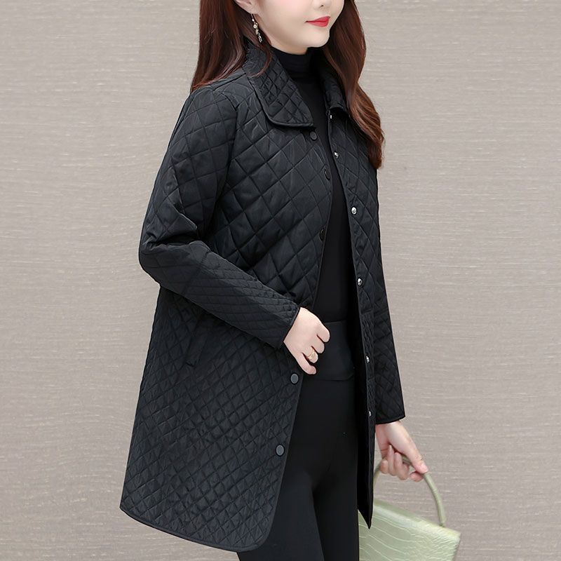 大码【95-220斤】棉衣棉服女2025秋冬新款小香风菱格中长款小棉袄|undefined