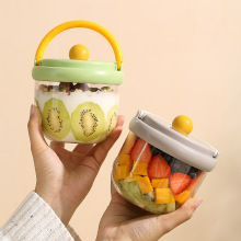 新款轻食沙拉杯户外便携密封防漏沙拉碗带盖勺子减脂野餐盒水果杯