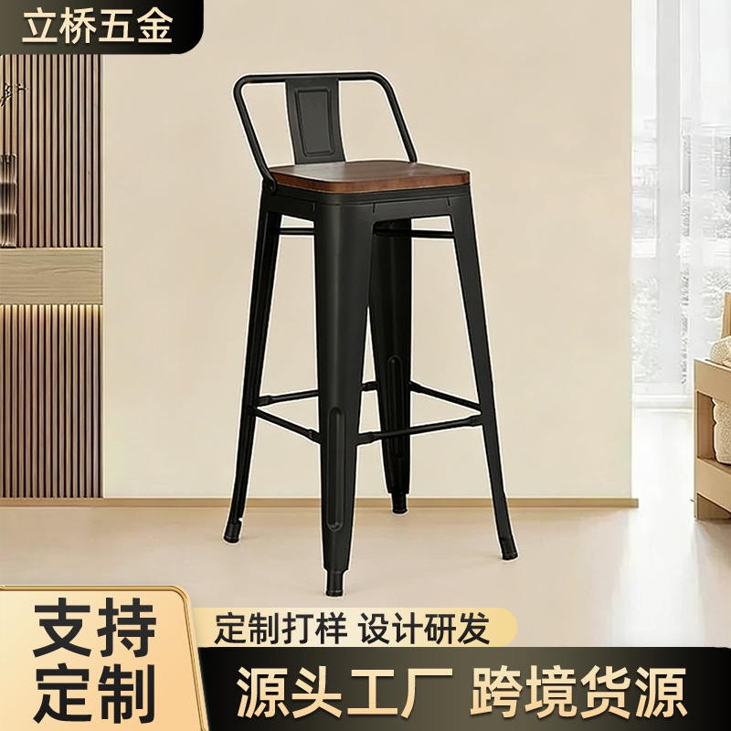 创意铁艺餐椅工厂批发工业风家用休闲铁皮餐椅餐厅餐桌高脚椅