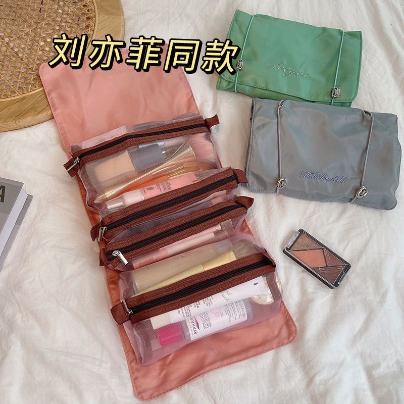 Handheld capacious cosmetic bag to go out for traveling
