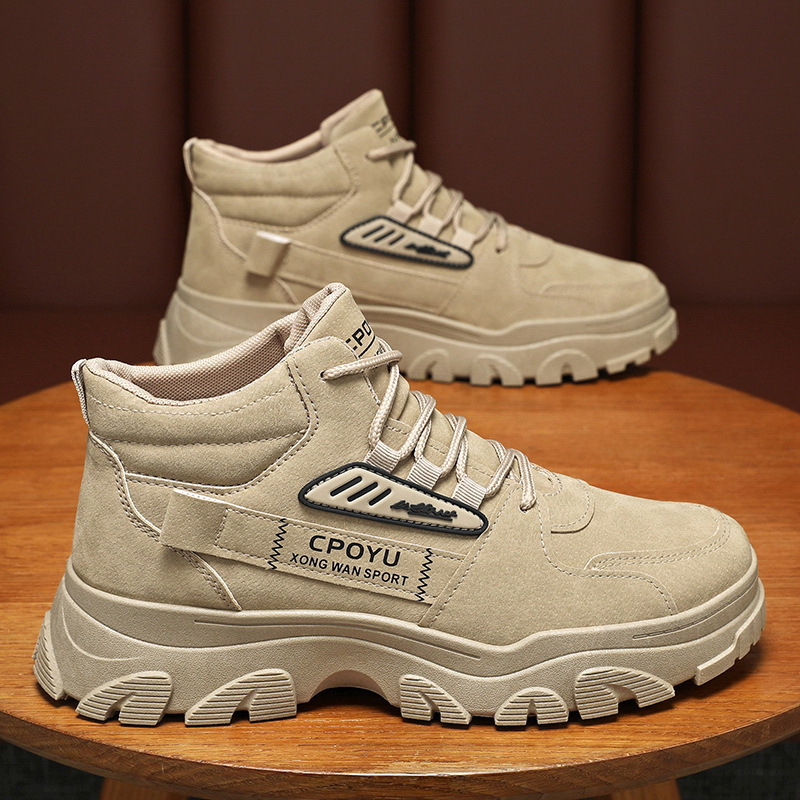 Botas Martin para hombre, zapatos de primavera, botas de trabajo impermeables de caña alta, botas de senderismo con suela gruesa que aumentan la altura para exteriores