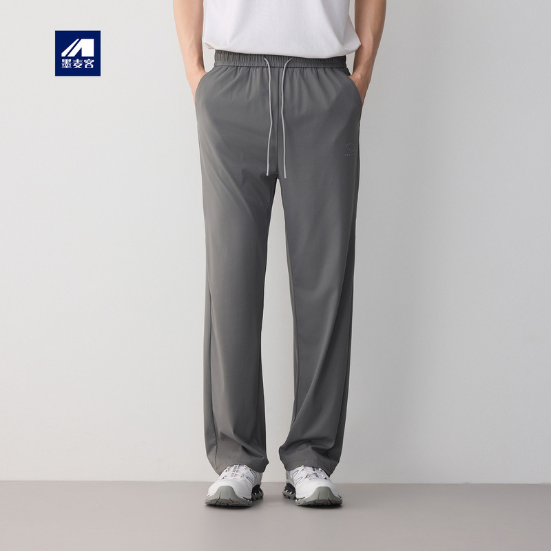 Momaikke Urban Sports Elastic Waist Casual Pants for Men 2026 Summer New Straight-Leg Men's Ice Silk Pants 91786 Momaikke Urban Sports Elastic Waist Casual Pants for Men 2026 Summer New Straight-Leg Men's Ice Silk Pants 91786