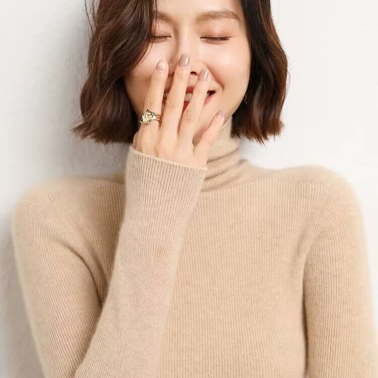 Осенняя новая водолазка 100 шерстяной свитер женский вязаный нижний свитер с воротом и длинным рукавом, однотонный топ