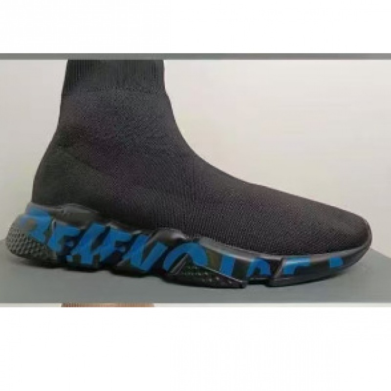 Balenciaga Speed Trainer Black Blue Graffiti 645334-W2DB7-1140