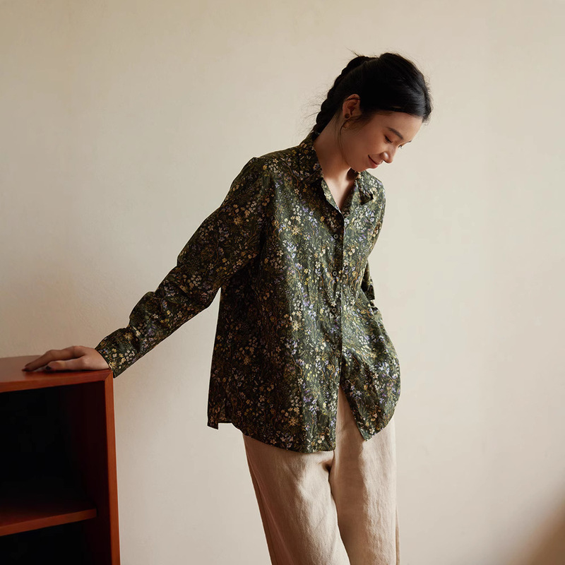 Artistic printing 100% cotton two-color shirt imported from Japan