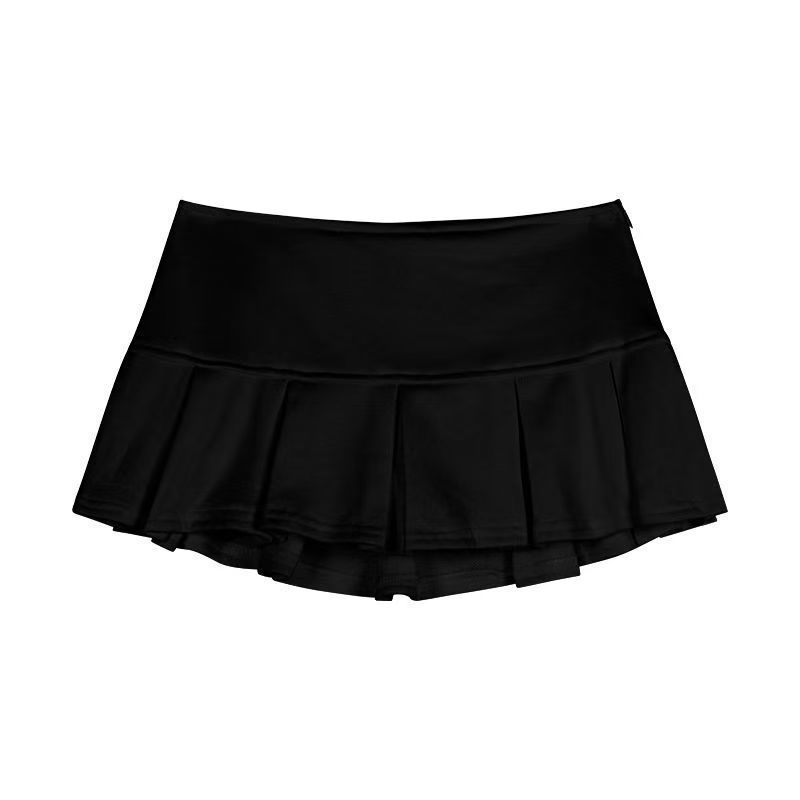 女性用グレーの露出防止プリーツスカート、夏のアメリカンホットガールスカート、スポーツスタイルのキュロット、ローウエストスカート|undefined