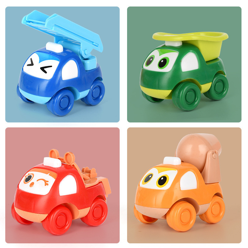 Versión infantil del coche de juguete de construcción con mecanismo de retroceso para niños, coche pequeño de dibujos animados, regalo o premio.