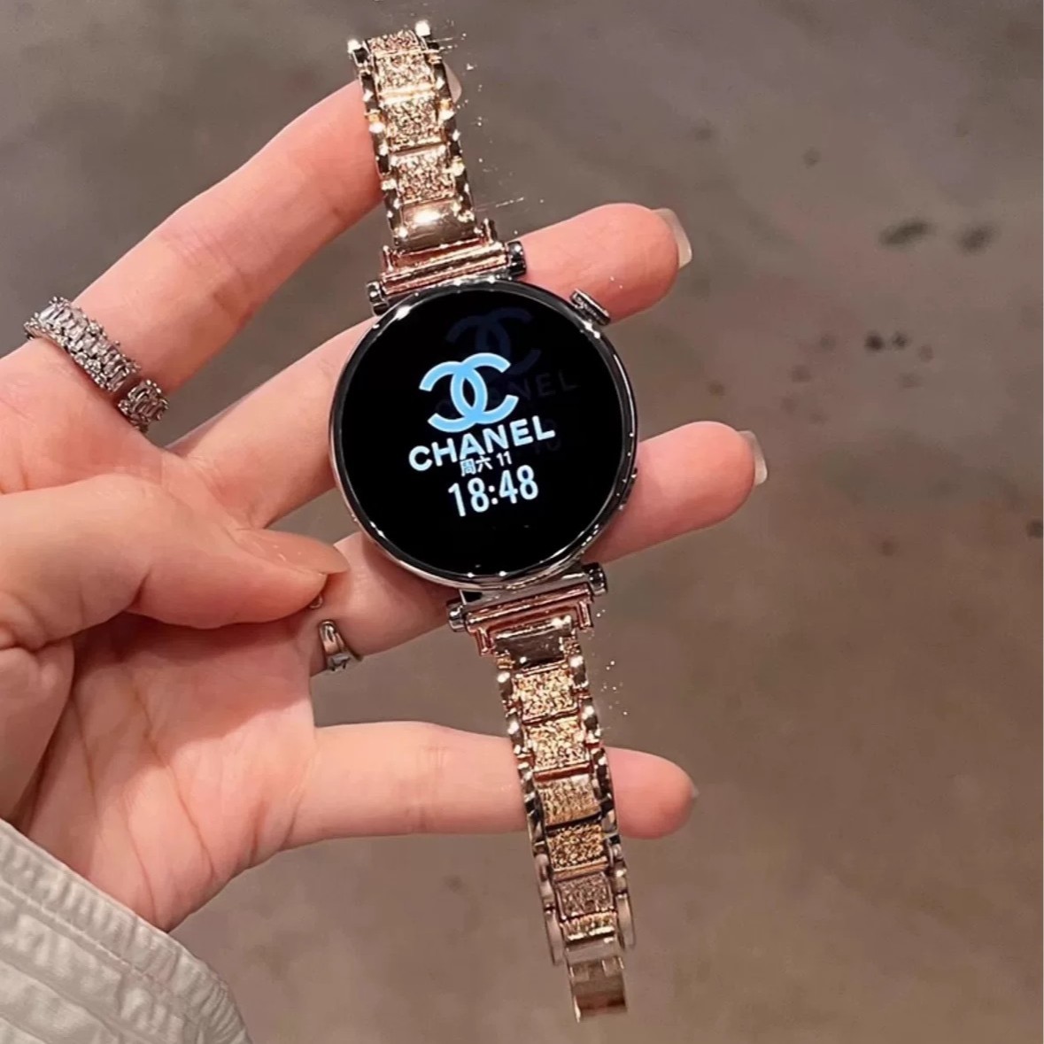 Suitable for Huawei Gt5Gt4 Watch Strap Metal Full Diamond Starry Sky Samsung Watch Strap 20Mm/18Mm/14Mm