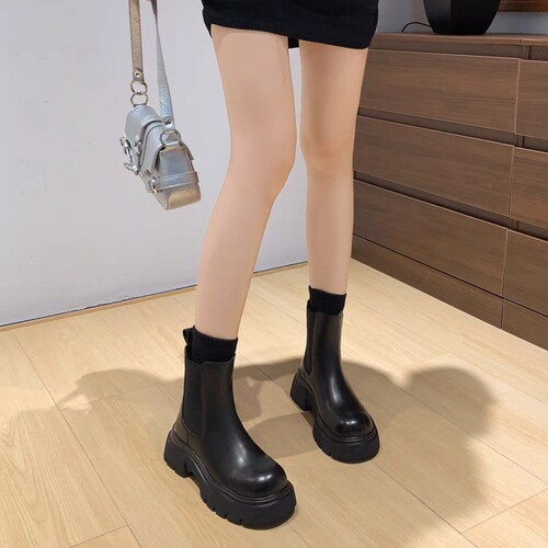 Thick sole, height-increasing, super popular Martin ankle boots, children's British style, autumn new Chelsea single boots