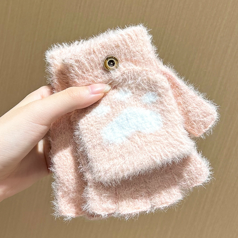 핑크-플립 곰 발 장갑(1쌍)