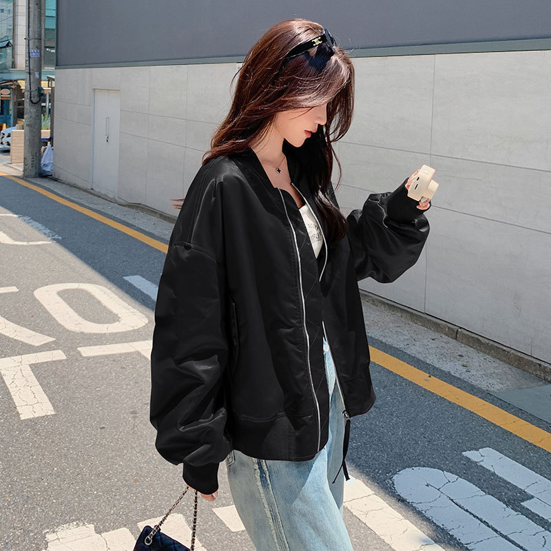 ins超火糖果色棒球服女秋季韩版宽松百搭小个子短款夹克外套潮|undefined