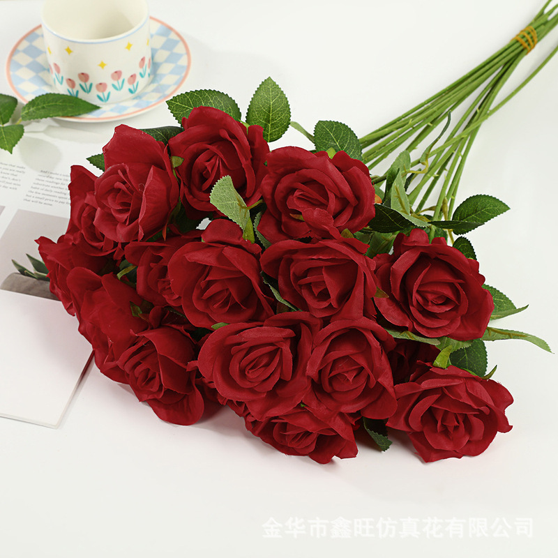 多色珍珠玫瑰仿真花家居客厅酒店婚礼餐桌装饰永生花户外拍摄假花|undefined
