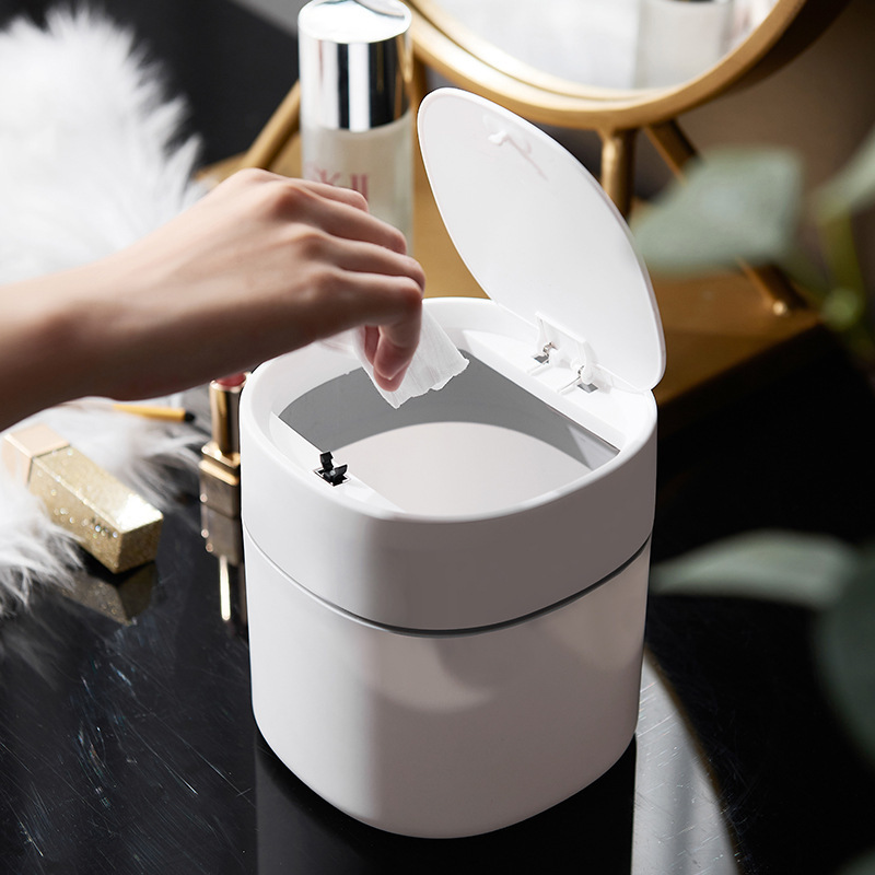Desktop Trash Can Press with Lid Household Small Small Trash Can Table Mini Trash Bin Ins Style Trash Basket Desktop Trash Can Press with Lid Household Small Small Trash Can Table Mini Trash Bin Ins Style Trash Basket